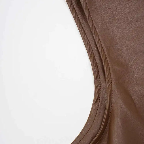 Load image into Gallery viewer, Women Black  Pu Leather Pockets Big Size Long Vest Dress New V-Neck Sleeveless Fashion Tide Spring Autumn 2025 CPG2085
