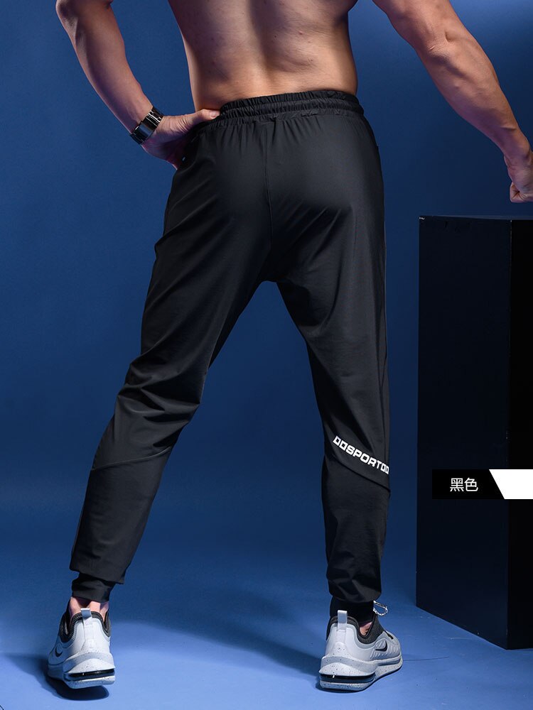 Men Sport Pant Training Bodybuilding Trousers Youngster Fitness Running Sweatpant Thin Elastic Dry Fit Zipper Pockets Long Pants