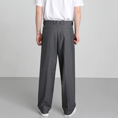 Load image into Gallery viewer, Korean Style Men&#39;s Suit Pants Droop Business Casual Straight Wide Leg Zippers Solid Color Male Trousers Summer 9C6576
