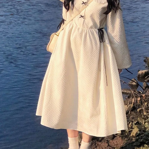 Load image into Gallery viewer, Preppy Style Kawaii School Lolita White Dress Soft Gilr Japnese Harajuku Cute Peter Pan Collar Dresses Korean Fashion
