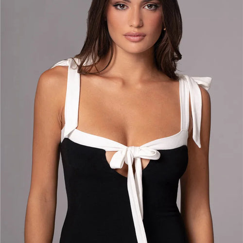 Load image into Gallery viewer, Lace-up Backless Sexy Maxi Dress Women Square Collar Patchwork Sleeveless Bodycon Club Party Sexy Long Dress Elegant
