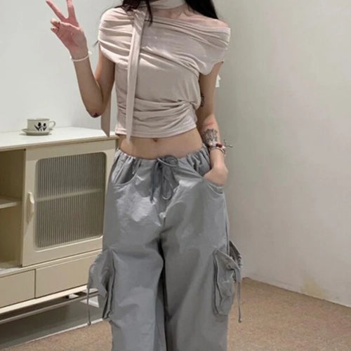 Load image into Gallery viewer, 2024 Women Clothing Summer T Shirts Short Sleeve Off Shoulder Tees Ropa Mujer Casual Fashion Tunic Sexy Tshirt Tops Korean Tees
