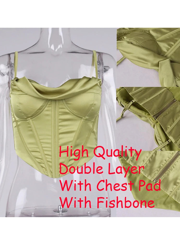 Summer Corset Top Y2k Women 2021 Lined Sexy Bodycon Top Draped Black White Female Padded Top for Party Club