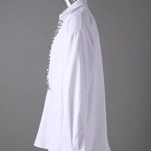 Load image into Gallery viewer, Women Black Rhinestones Big Size Elegant Blouse New V-neck Long Sleeve Shirt Fashion Tide Spring Autumn 2025 CPG3073
