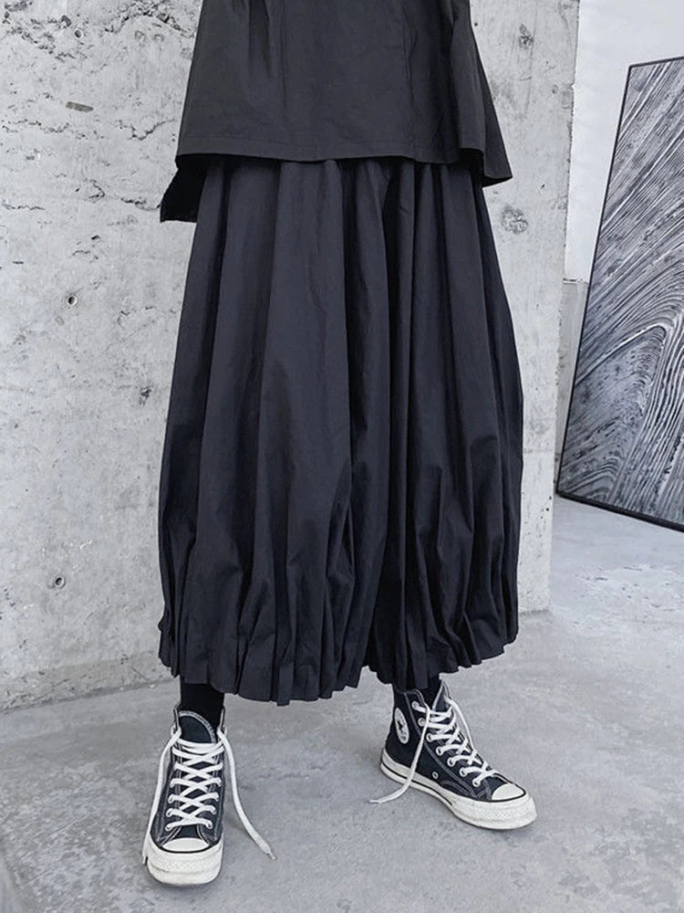 High Elastic Waist Black Brief Pleated Wide Leg Pants New Loose Fit Trousers Women Fashion Tide Spring Autumn 2025 1DF1103