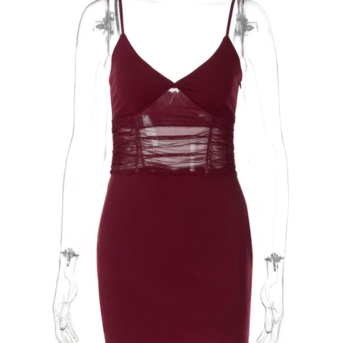 Load image into Gallery viewer, Mesh Hollow Out Backless Sexy Mini Dress Women Fashion Spaghetti Strap Sleeveless See Through Skinny Beach Party Dress
