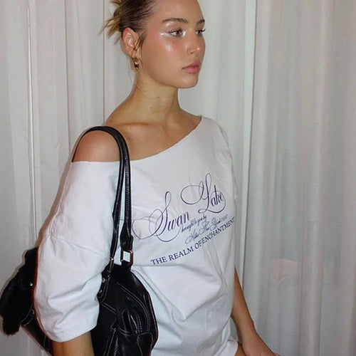 Load image into Gallery viewer, Casual Relax Woman T-shirt Letter 2025 Women Hot New Versatile Street Atmosphere Style Fashionable Chick Summertime Tops
