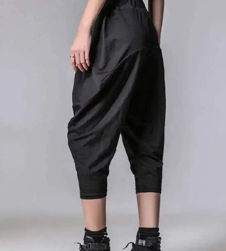 High Elastic Waist Black Pockets Casual Harem Pants New Loose Fit Trousers Women Fashion Tide Spring Autumn 2025 1DF4676