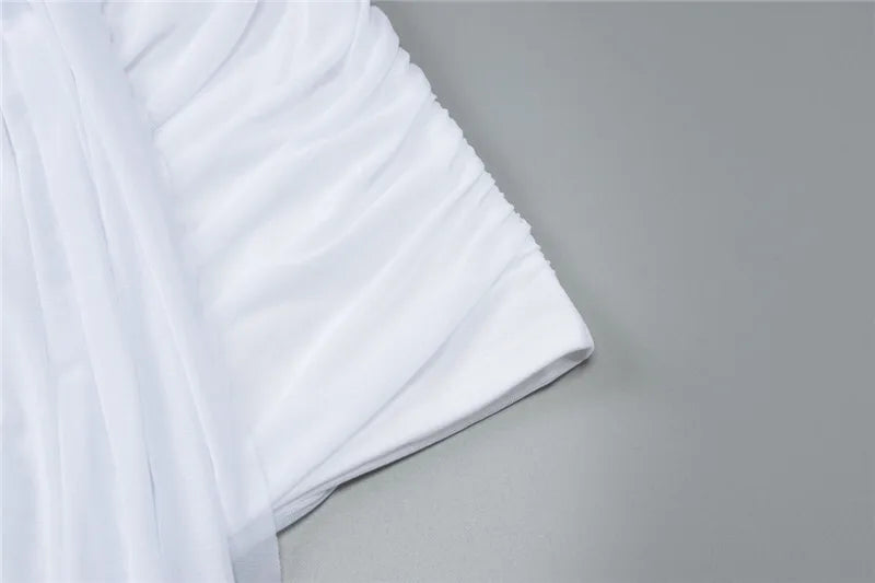 Sexy Skirt Two Piece Sets Women O Neck Long Sleeve T-shirt And Mini Draped Skirt Matching Sets Ladies Skinny Club Sets