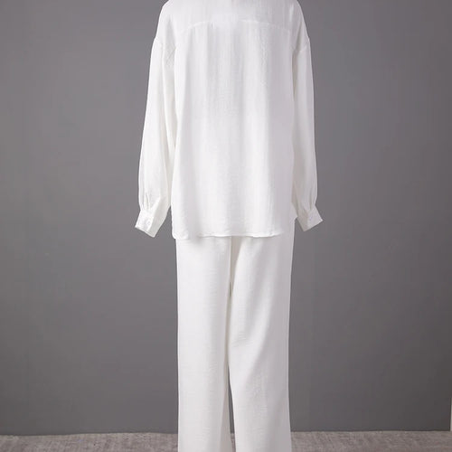 Load image into Gallery viewer, Big Size Embroidery Shirt Wide Leg Pants Two Piece Suit New Lapel Long Sleeve Women Fashion Tide Spring Autumn 2025 CPG307
