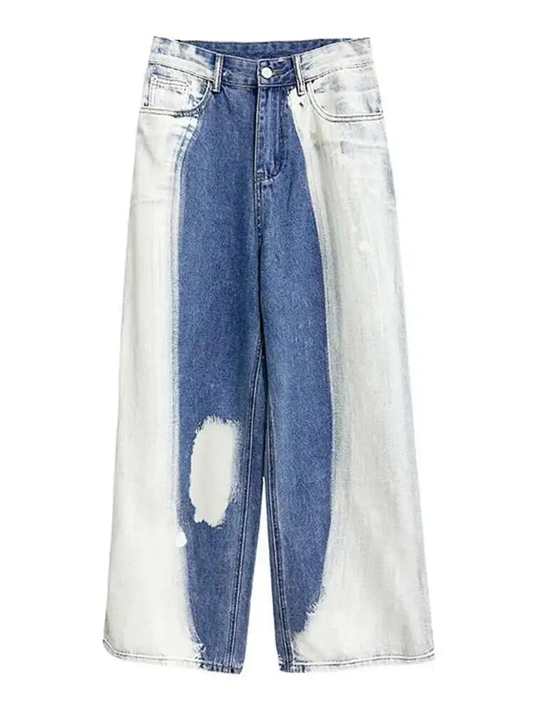 High Waist Blue Denim Gradual Color Casual Long Wide Leg Jeans New Women Trousers Fashion Tide Spring Autumn 2025 1DH4937