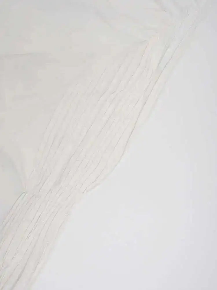 Women White Big Size Elegant Shirt Dress New Stand Collar Long Flare Sleeve Fashion Tide Spring Autumn 2025 CPDB216