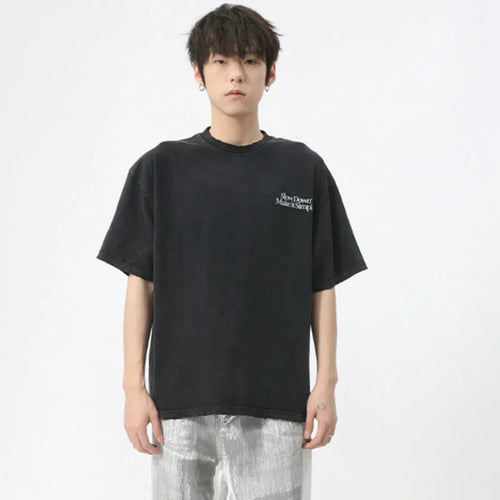 Load image into Gallery viewer, Simple Loose Male Tops Casual Round Neck Short Sleeve Letter Pattern Men&#39;s T-shirt Summer Solid Color 9C6018
