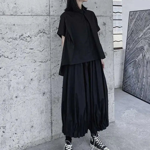 Load image into Gallery viewer, High Elastic Waist Black Brief Pleated Wide Leg Pants New Loose Fit Trousers Women Fashion Tide Spring Autumn 2025 1DF1103
