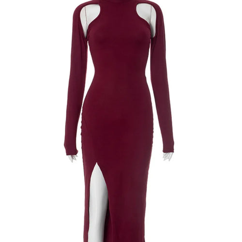 Load image into Gallery viewer, Elegant Long Sleeved Bodycon Hollowed Out Slit Party Evening Dress For Women Sexy Slim Mid Length Dress Spring 2025 New
