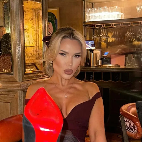 Load image into Gallery viewer, Off-shoulder Backless Sexy Mini Dress For Women Wine Red Sleeveless Strapless High Waist A-line Club Party Sexy Dress
