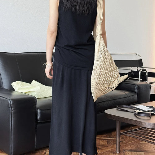 Load image into Gallery viewer, Knitting Vest Half-body Skirt Two Pieces Suit New Round Neck Sleeveless Women Fashion Tide Spring Autumn 2025 1DJ1005
