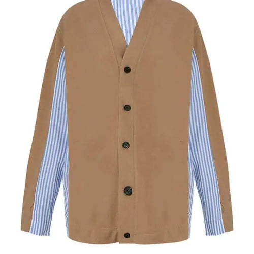 Load image into Gallery viewer, Striped Big Size Knitting Cardigan Sweater Loose Fit V-Neck Long Sleeve Women New Fashion Tide Autumn Winter 2025 1DF3049
