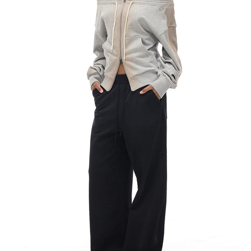 Load image into Gallery viewer, Solid Spliced Zipper Sweatershirts For Women Slash Neck Long Sleeve Patchwork Lace Up Top Female Fashion Style New
