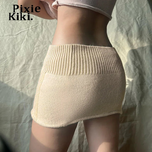 Load image into Gallery viewer, Twist Knitted Sweater Skirts Y2k Cutecore Button Up Low Rise Mini Skirt Womens 2024 Autumn Winter Clothes P84-CC20
