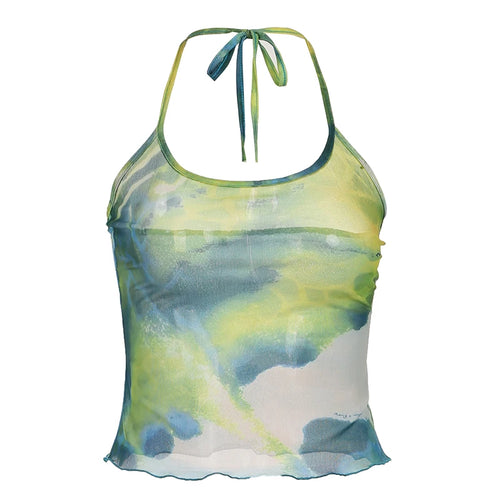 Load image into Gallery viewer, Casual Tie Dye Skinny Halter Top Short Backless Holidays Sexy Streetwear Summer Crop Tops for Women Y2K Retro Outfits
