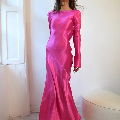 Load image into Gallery viewer, Elegant Christmas Evening Dress Women Long Sleeve Dress Bodycon Max Female Vestidos High Grade Satin Party Club Clothing
