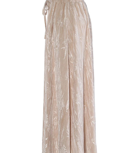 Colorblock Velvet Minimalist Skirts For Women High Waist Patchwork Lace Up Temperament Elegant Skirt Female