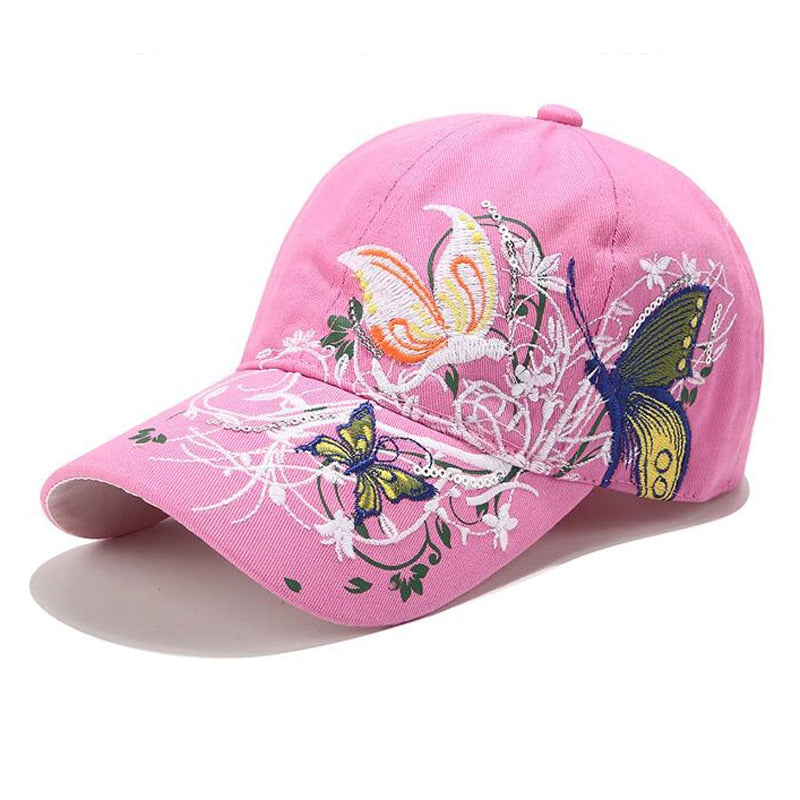 Women Butterflies Flower Embroidery Caps Women Girl Sun Hats Casual Snapback Caps Women Baseball Cap Winter Autumn