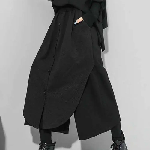 Load image into Gallery viewer, High Elastic Waist Black Irregular Wide Leg Pants New Loose Fit Trousers Women Fashion Tide Spring Autumn 2025 1DF4658
