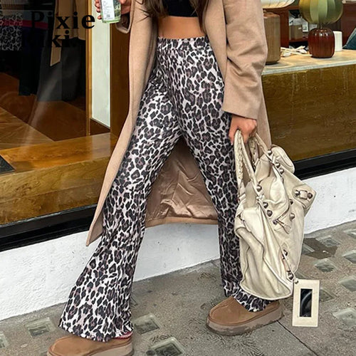 Load image into Gallery viewer, Y2k 2000s Leopard Print Flared Pants Women Trending Clothing Low Waist Comfy Pants Streetwear P77-BE17
