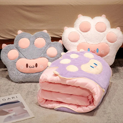 Load image into Gallery viewer, 35*42cm Kawaii Cat Paw Plush Pillow Cushion with Blanket Multifunctional Toys Stuffed Soft Animal Dolls Home Decoration Winter
