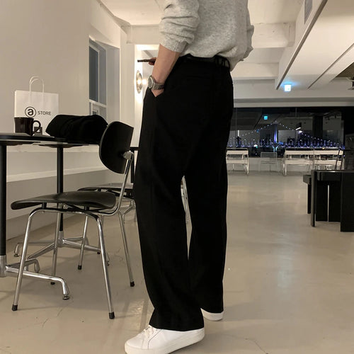 Load image into Gallery viewer, Korean Style Men&#39;s Suit Pants Casual Folded Straight Wide Leg Solid Color Male Trousers Autumn Fashion 9C6739
