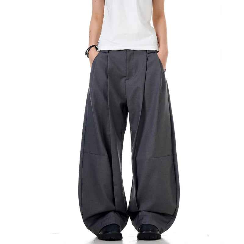 Men's Suit Pants New American Style Bending Knifer Solid Color Trendy Casual Male Straight Leg Summer Trousers 9W1732