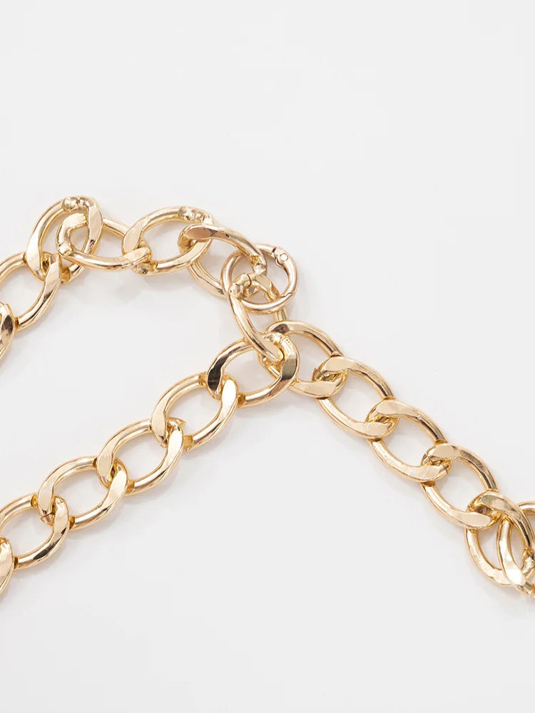 Metal Chain Halter Backless Sexy Maxi Dress Women Orange Off-shoulder Sleeveless Thigh High Split Club Long Dress