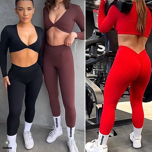 Load image into Gallery viewer, 24Colors Nylon Back V Butt Yoga Pants Women High Waist Fitness Workout Gym Running Scrunch Leggings Shorts Active Wear v1

