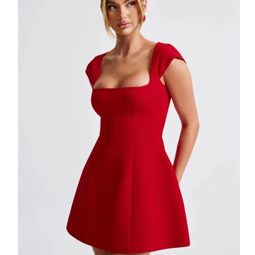 Load image into Gallery viewer, Elegant Sleeveless Square Collar Zipper Tight Skirt Sexy Bodycon Party Evening Dress Summer New 2024 Female Slim Vestido
