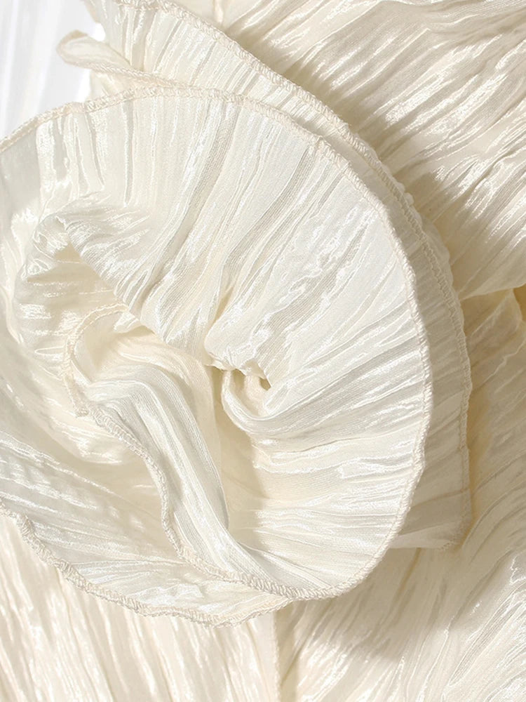 Women Silver Gray Textured Pleated Ruffles Vest Dress New Round Neck Sleeveless Fashion Tide Spring Summer 2025 7AB9278