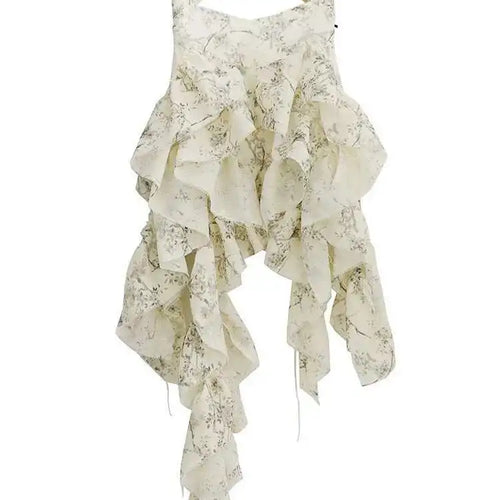 Load image into Gallery viewer, Women Printed Hollow Out Ruffles Mini Irregular Strapless Dress New Sleeveless Fashion Tide Spring Summer 2025 1DH6272
