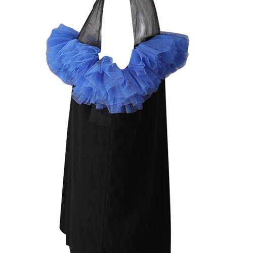 Load image into Gallery viewer, Women Black Mesh Perspective Ruffles Big Size Long T-shirt New Round Neck Short Sleeve Fashion Spring Summer 2025 CPG3036
