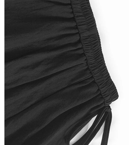 High Elastic Waist Gray Drawstring Irregular Hem A-line Half-body Skirt Women Fashion Tide New Spring Autumn 2025 1DJ0662