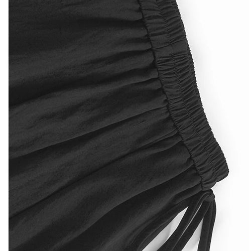 Load image into Gallery viewer, High Elastic Waist Gray Drawstring Irregular Hem A-line Half-body Skirt Women Fashion Tide New Spring Autumn 2025 1DJ0662
