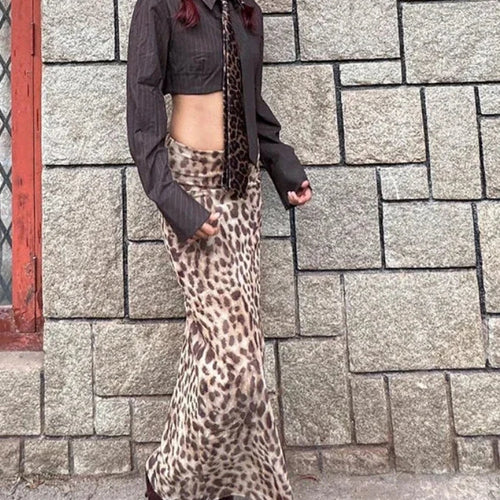 Load image into Gallery viewer, Leopard Print Long Skirt Elastic Waist Women 2024 Fashion Y2k Summer Skirts for Woman Clothes C95-BD26
