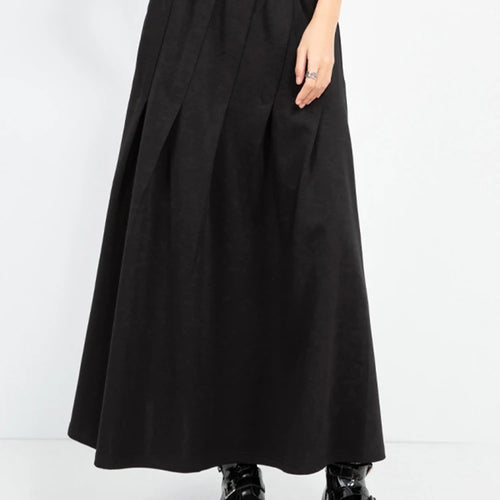 Load image into Gallery viewer, High Elastic Waist Black Brief Pleated Spliced A-line Half-body Skirt Women Fashion Tide New Spring Autumn 2025 1DJ0965
