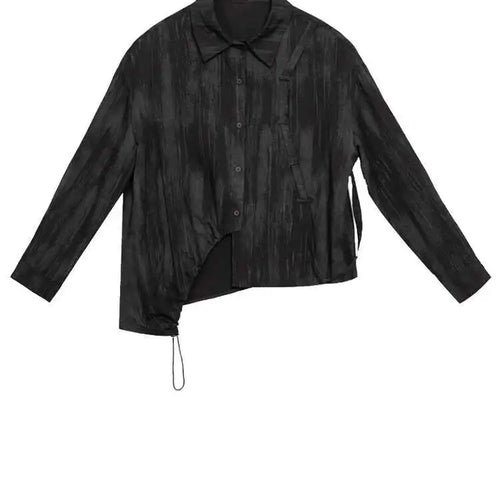 Load image into Gallery viewer, Women Black Irregular Tie Dye Big Size Elegant Blouse New Lapel Long Sleeve Shirt Fashion Tide Spring Autumn 2025 1DH7715
