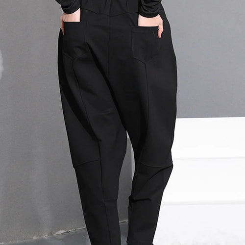 Load image into Gallery viewer, High Elastic Waist Black Pocket Thick Patchwork  Harem Pants New Trousers Women Fashion Tide Spring Autumn 2025 SA155
