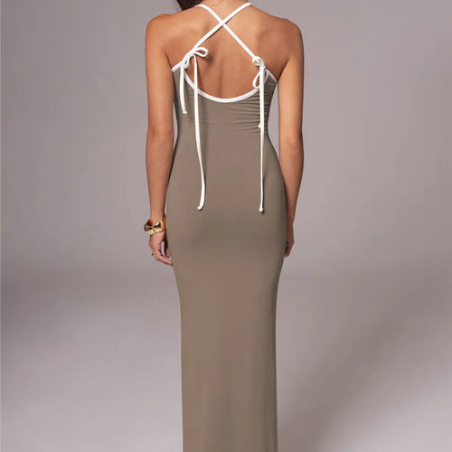 Load image into Gallery viewer, Spaghetti Strap Lace-up Sexy Maxi Dress For Women Gown Fashion Sleeveless Backless Bodycon Evening Sexy Long Dress
