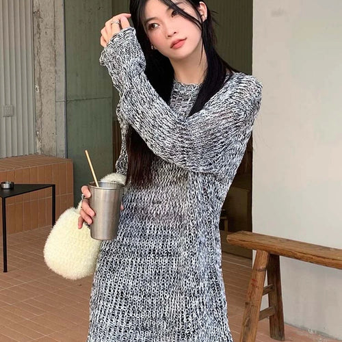 Load image into Gallery viewer, Y2k Aesthetic Pullover Harajuku Gothic Knitted See Through Sweater Grunge Autumn Jumper Japanese Fashion Knitwear Tops
