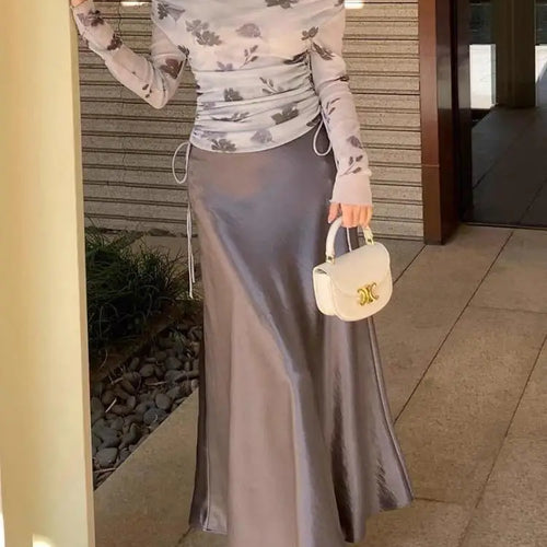 Load image into Gallery viewer, Spring Summer French Vintage Solid Elegant Sexy Club Long Skirts Women Slim Vacation Wrap Hip Fishtail Half Skirt 2025 Popular
