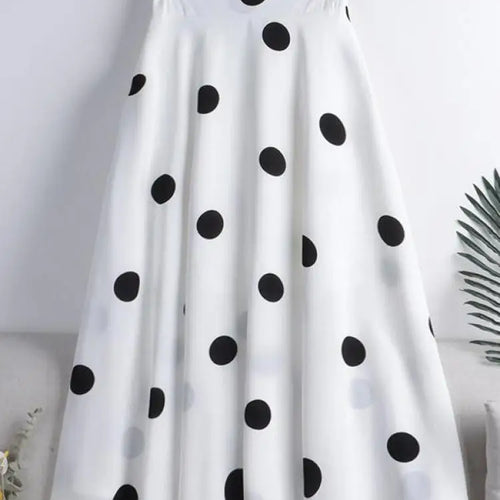 Load image into Gallery viewer, Chiffon Print Dot Skirts Womens High Waist All-match Summer Medium Long  A-line Skirt Female Office Lady Pleated Skirt Elegant
