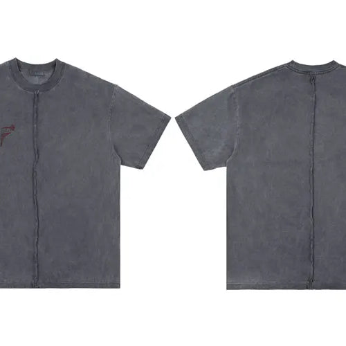 Load image into Gallery viewer, Vintage Men T-Shirt Grunge Retro Embroidery Folds Washed Tshirt Streetwear 2024 Hip Hop Harajuku Punk Gothic Cotton Loose Tops
